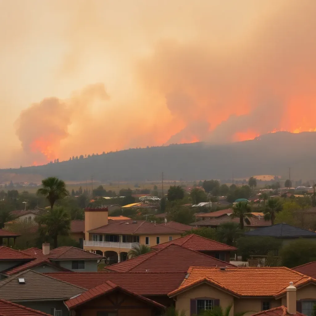 Emergency responders battling a wildfire in California