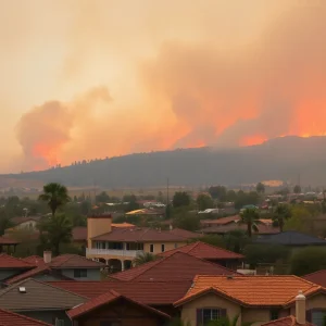 Emergency responders battling a wildfire in California