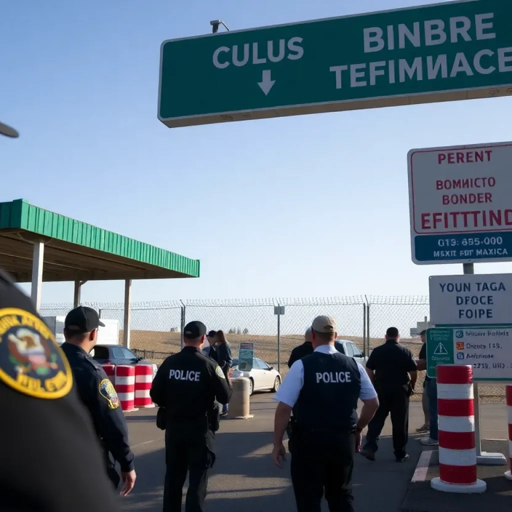 Border crossing with law enforcement presence