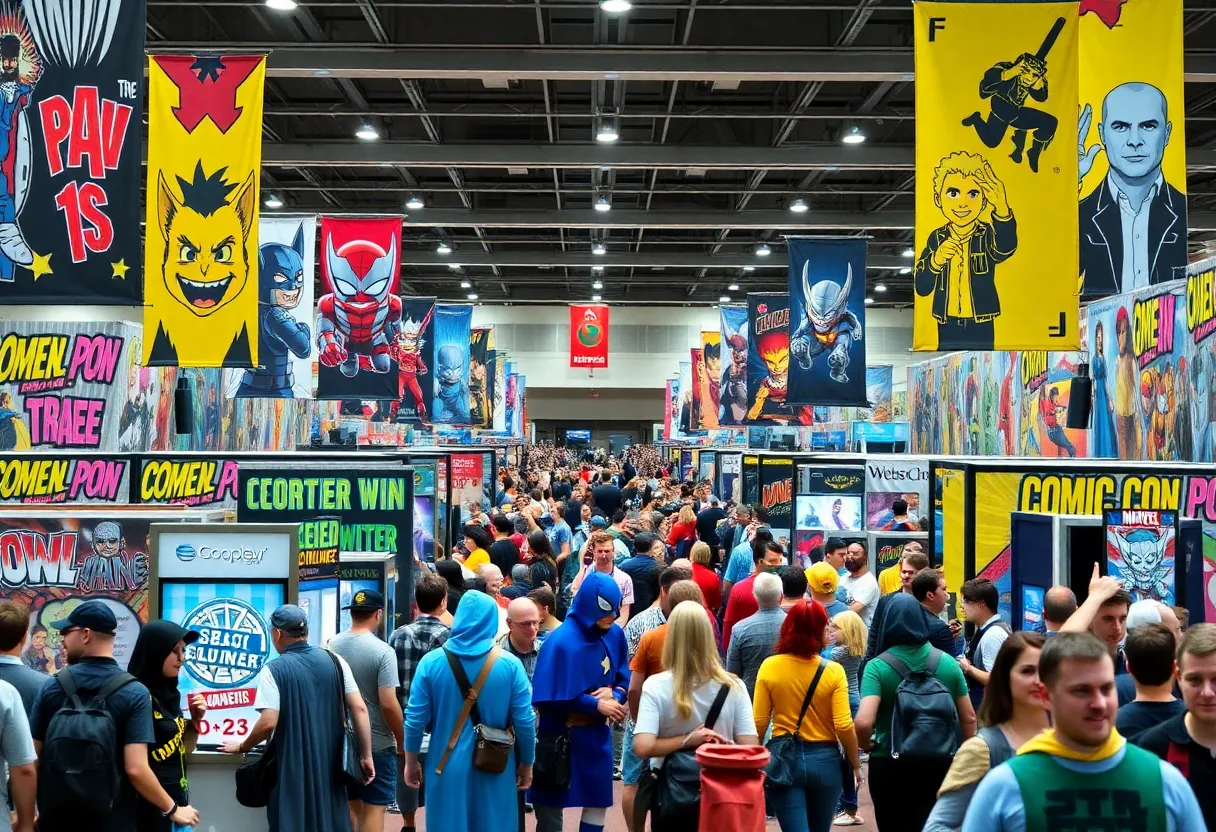 Crowd at Comic-Con San Diego showcasing fans in costumes