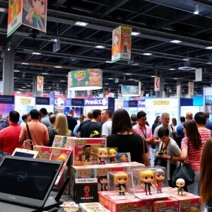 Comic-Con 2025 swag display featuring collectibles and merchandise