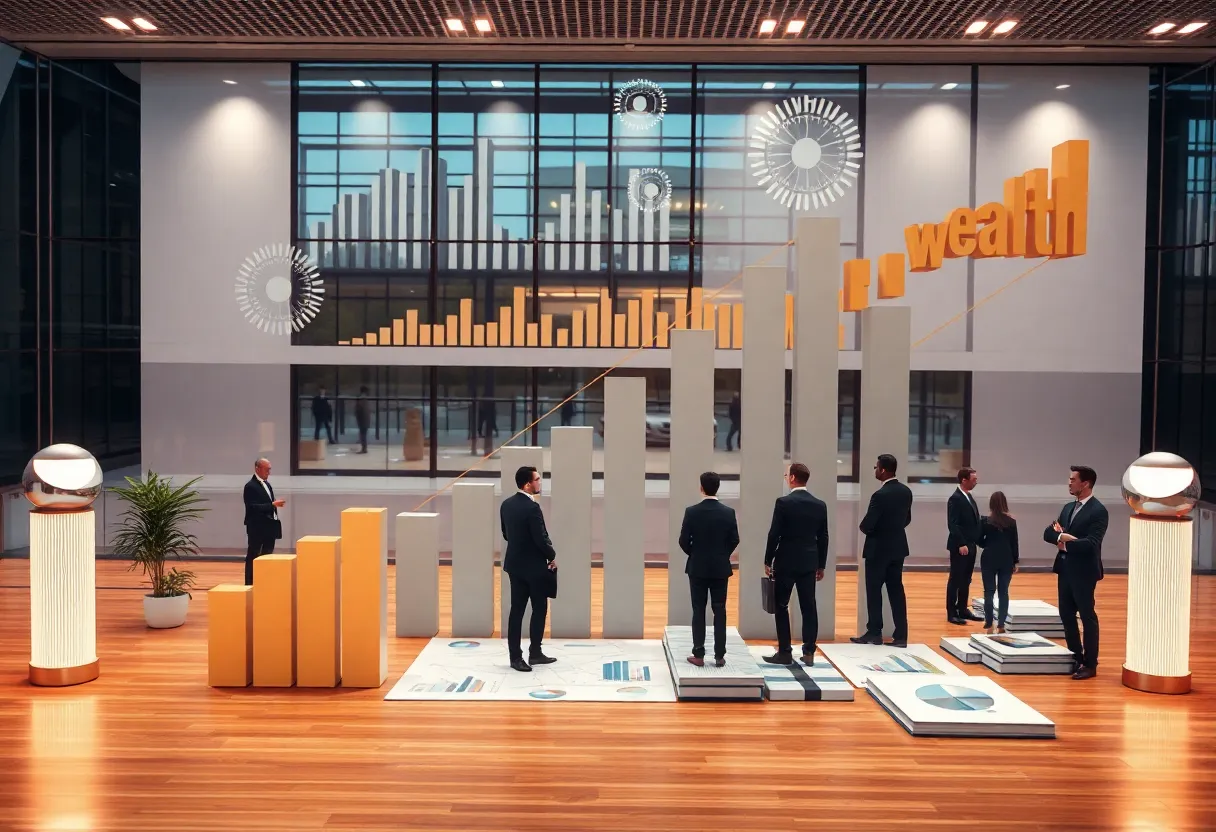 Visual representation of wealth management growth and acquisitions.