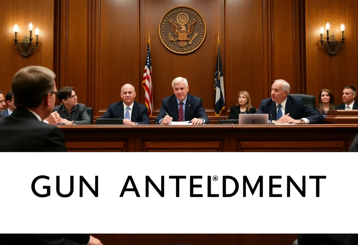 Courtroom scene discussing California ammunition laws