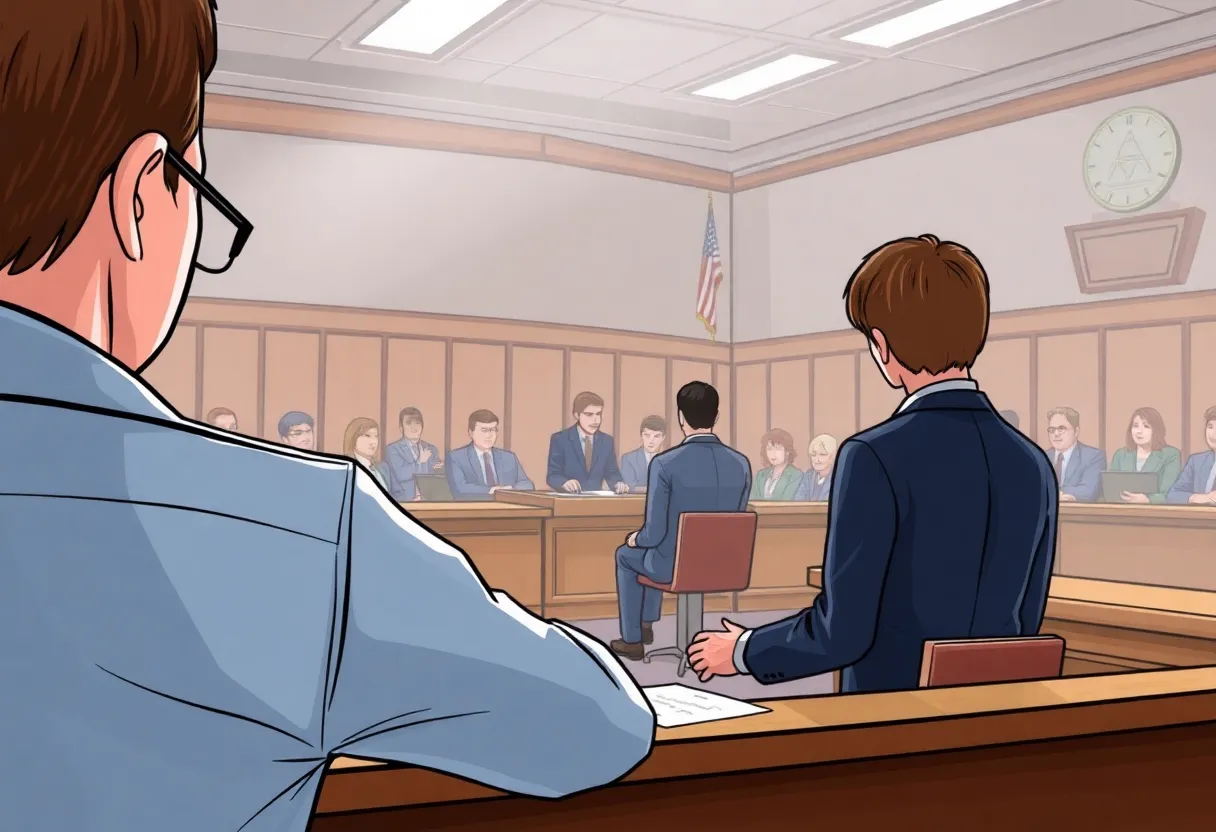Courtroom setting discussing child exploitation