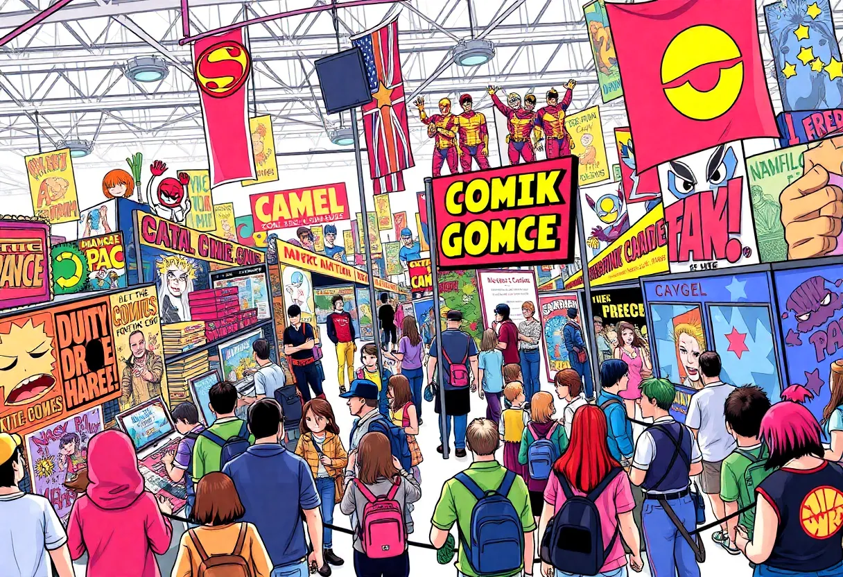 Dark Horse Comics booth at San Diego Comic-Con with fans and creators