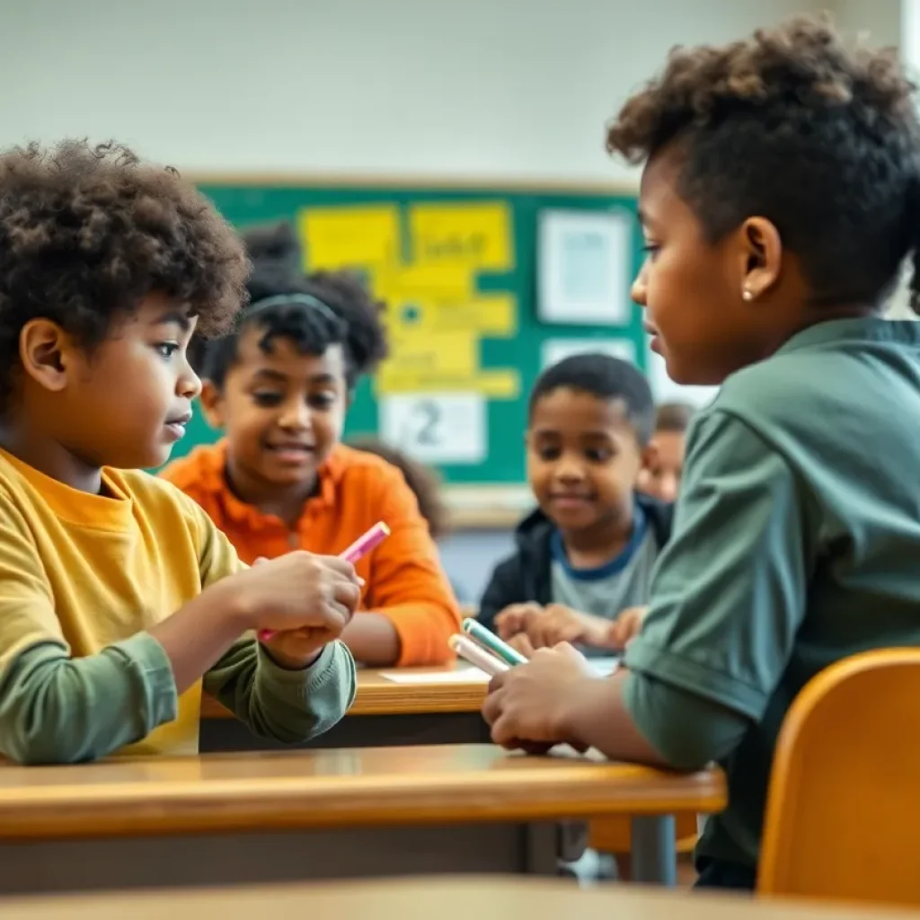 Students participating in after-school educational activities