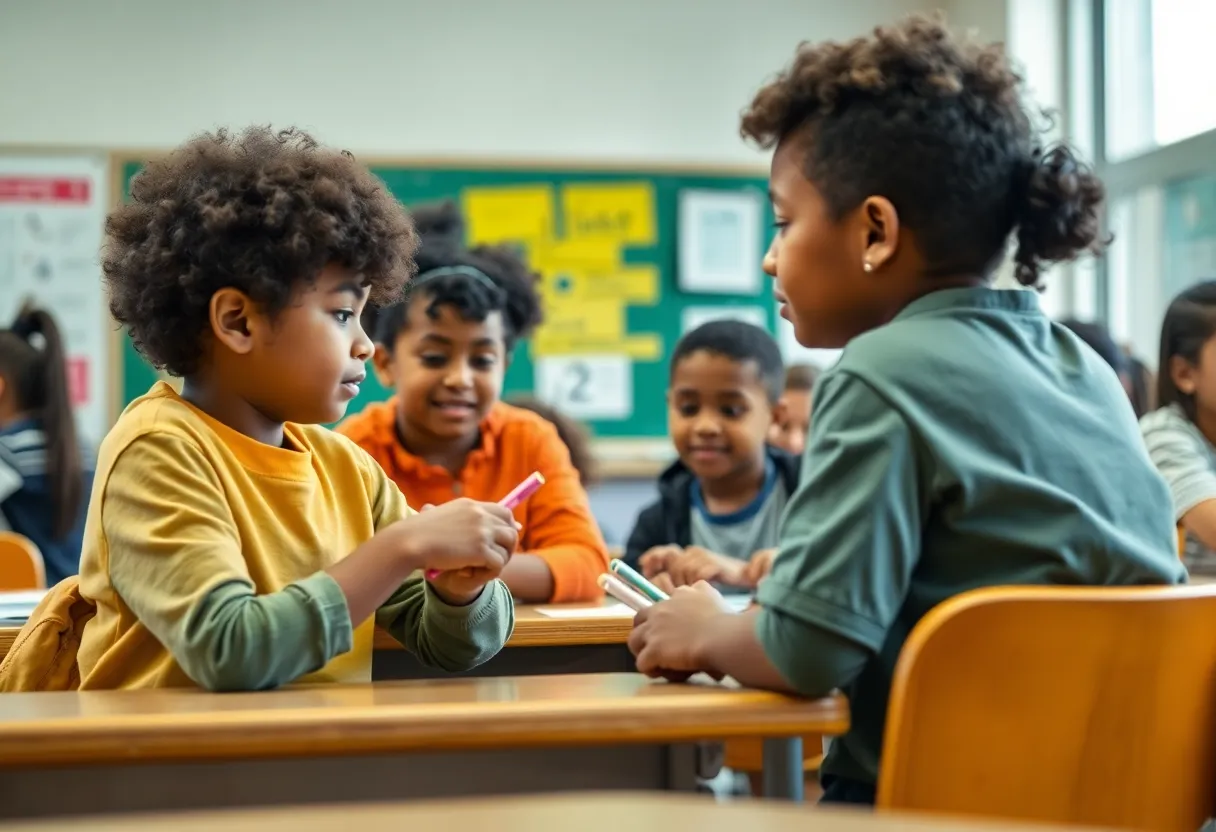 Students participating in after-school educational activities