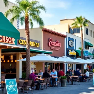 Outdoor dining scene in Encinitas, California