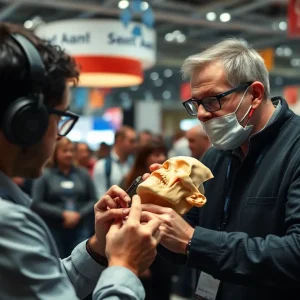 Forensic artist creating facial reconstruction at Comic-Con