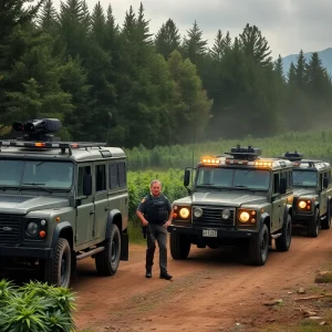 Federal agents conducting a raid at Glass House Farms