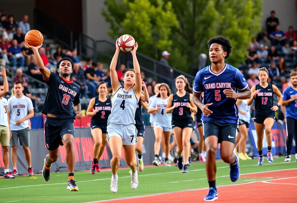 Grand Canyon University athletes in a competitive sports environment.