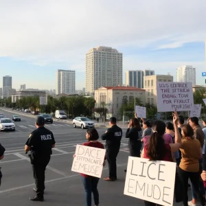Protesters against ICE arrests in San Diego