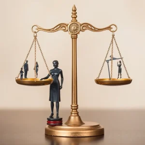 Conceptual image representing justice and equality in the workplace