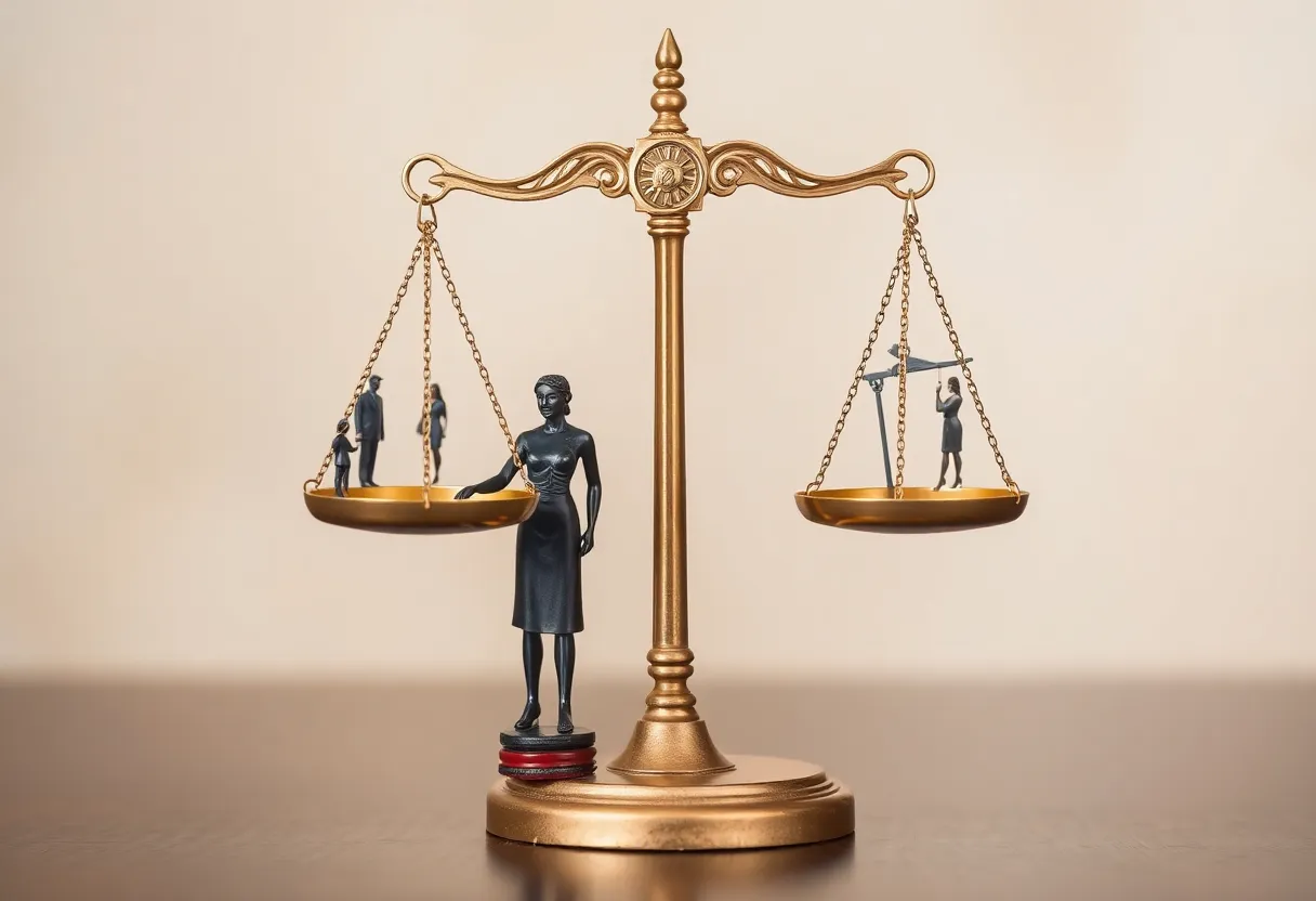 Conceptual image representing justice and equality in the workplace