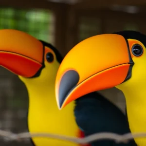 Vibrant Keel-billed toucans perched in their natural habitat.