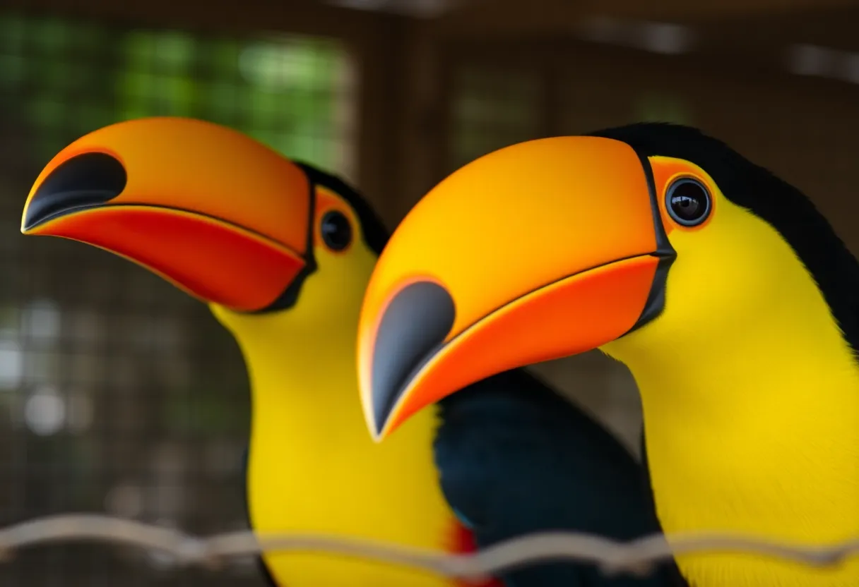 Vibrant Keel-billed toucans perched in their natural habitat.
