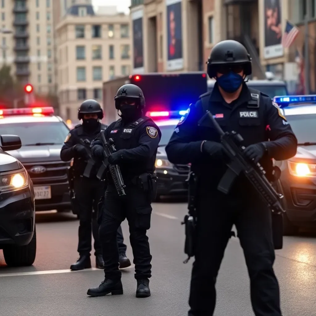 Police officers conducting an operation against organized crime