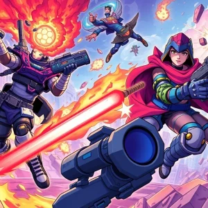 Artwork depicting gameplay features and heroes from Marvel Rivals.