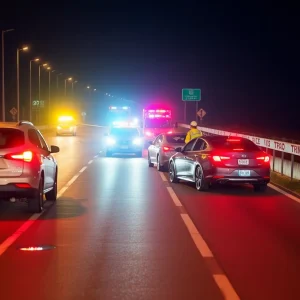 Scene of a multi-vehicle collision on Interstate 805 with emergency responders present.