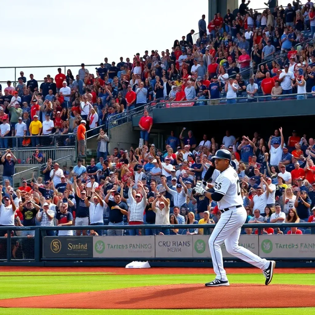 San Diego Padres game with crowd cheer during first pitch ceremony
