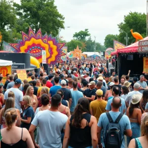 Festivalgoers at NoSurf Fest enjoying live music and art
