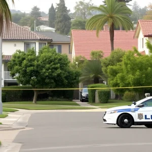 Police car outside a residential home in Oak Park after a shooting incident.