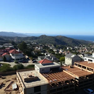 Construction activity in Pacific Palisades following the fire disaster