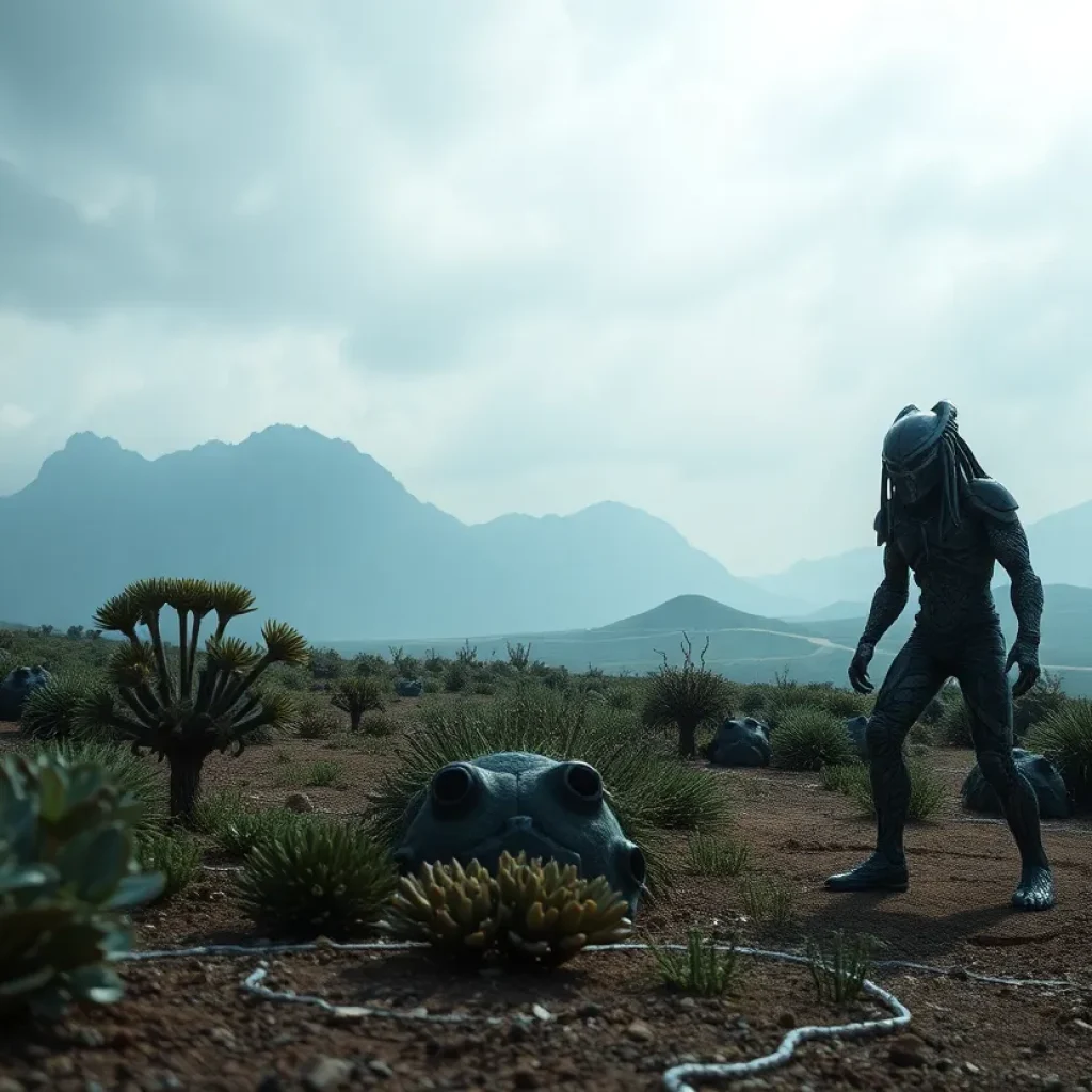 Concept art for Predator: Badlands showcasing an alien landscape