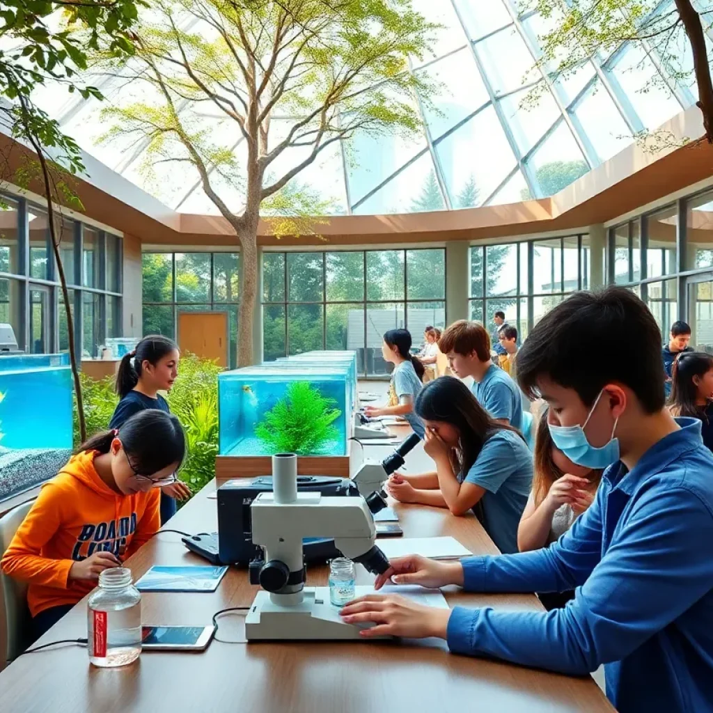 Students engaging with STEM activities at River Studios
