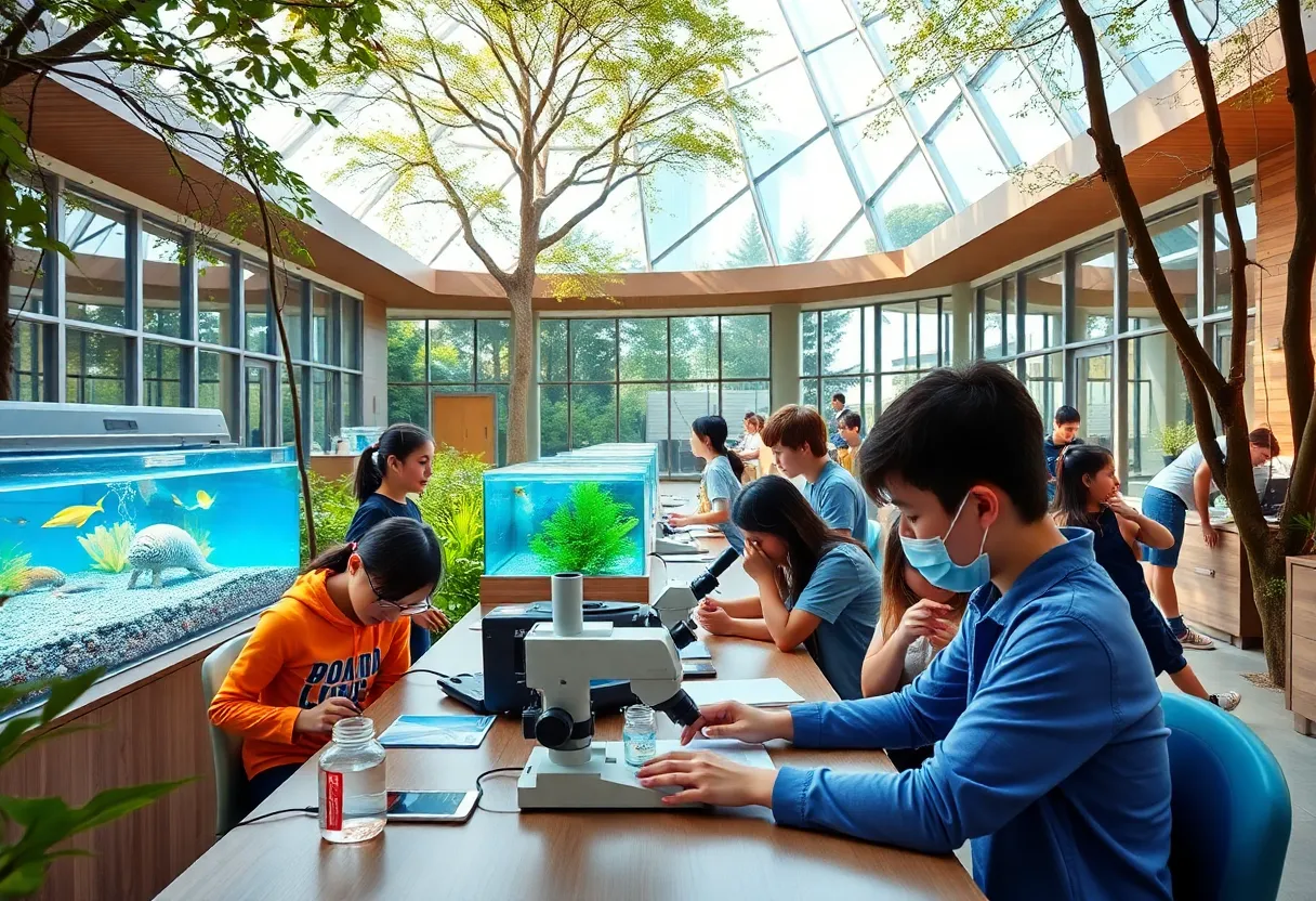 Students engaging with STEM activities at River Studios