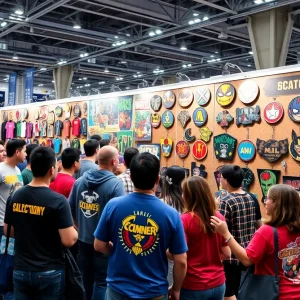 Merchandise booth at San Diego Comic-Con featuring Sam and Fuzzy products