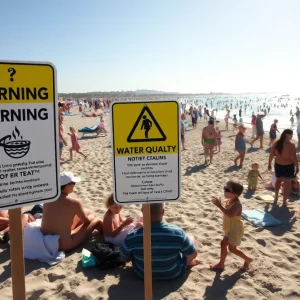 Warning signs at San Diego beaches regarding water contamination