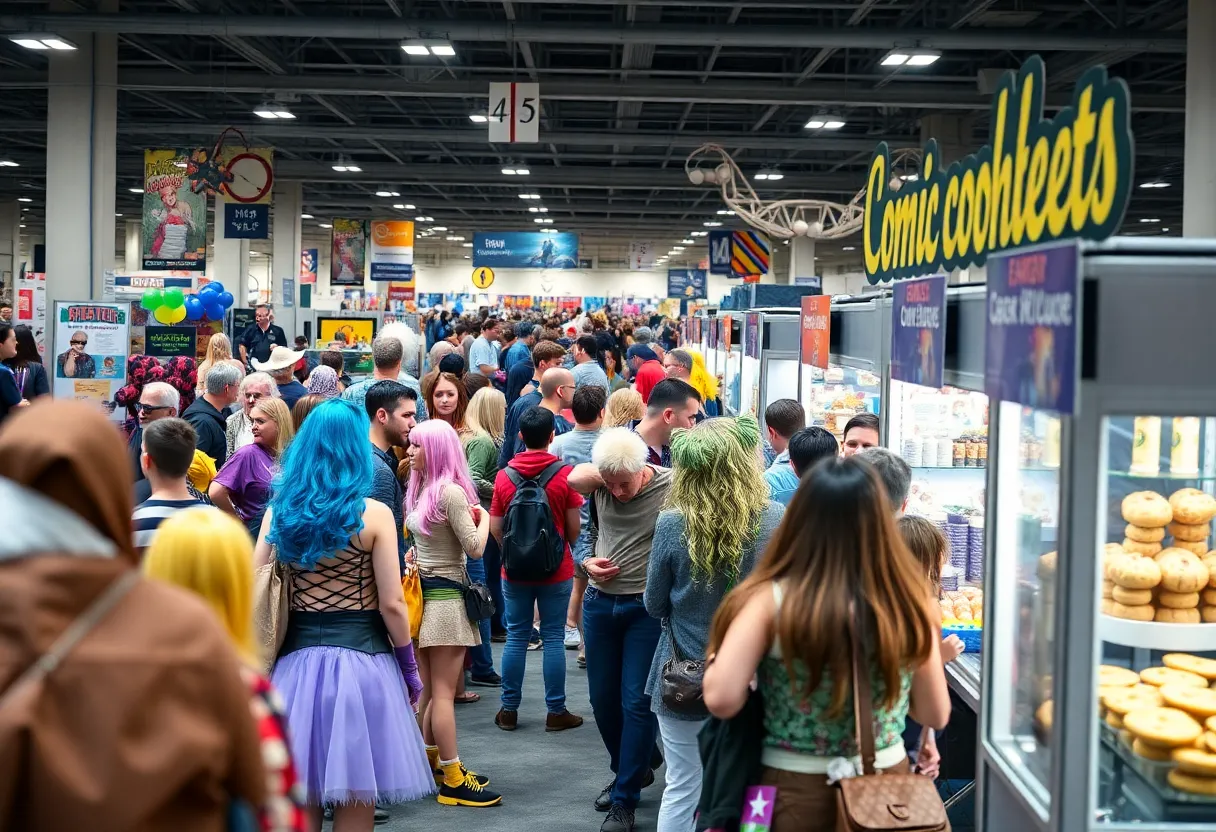 Colorful costumes and food stalls at San Diego Comic-Con