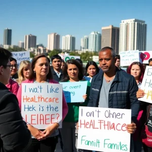 Community meeting in San Diego discussing healthcare cuts