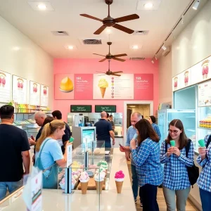Colorful ice cream cones at a San Diego ice cream shop