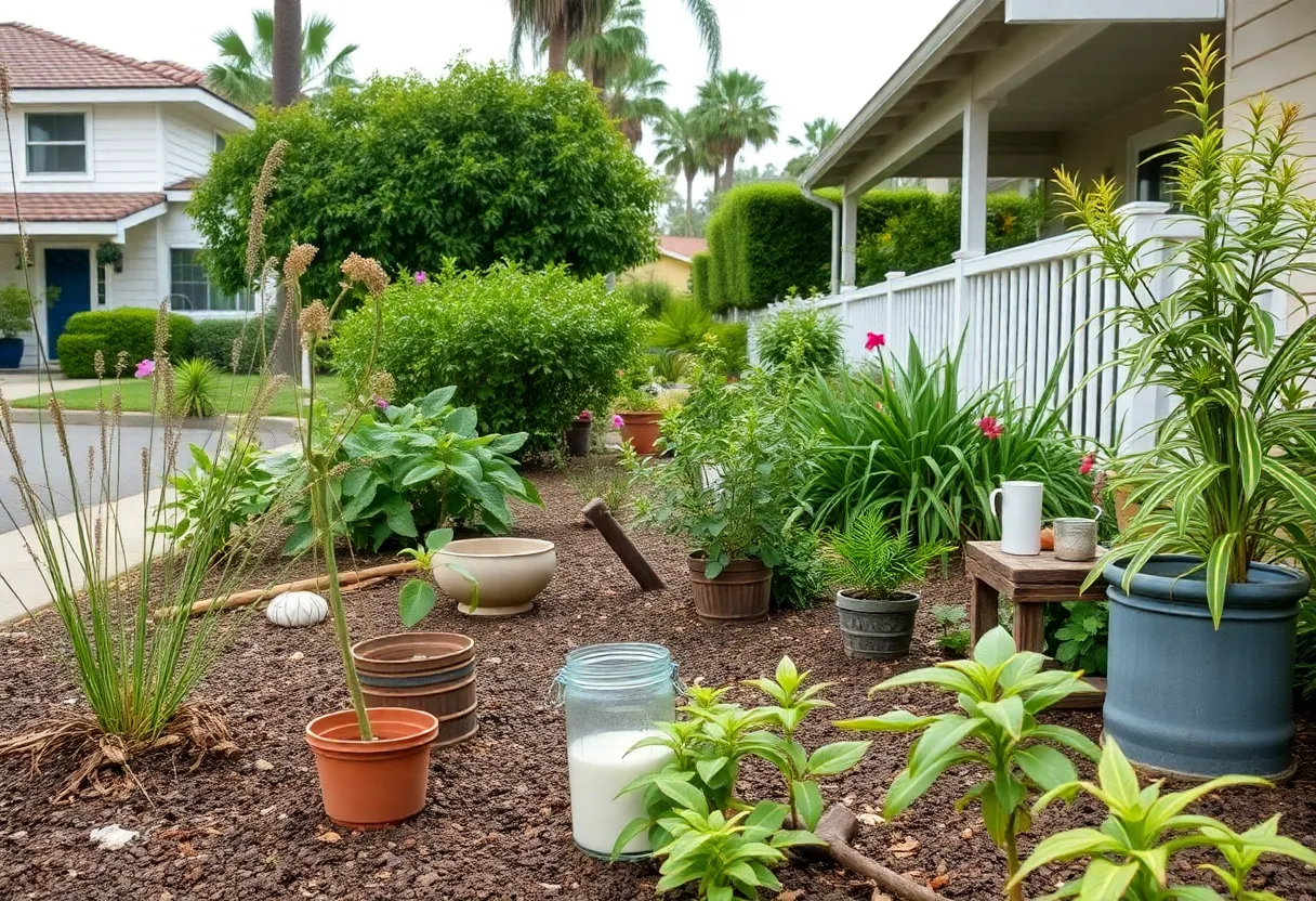 A San Diego neighborhood illustrating mosquito prevention measures.