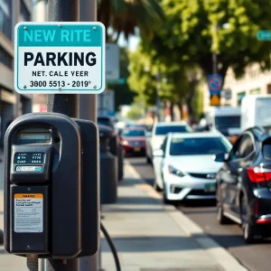 Parking meters in San Diego indicating new fee structure