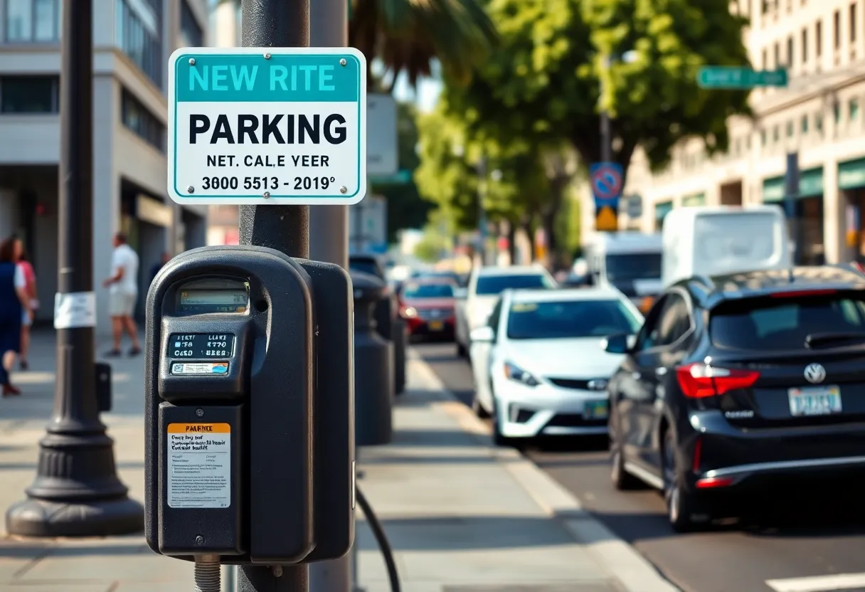 Parking meters in San Diego indicating new fee structure