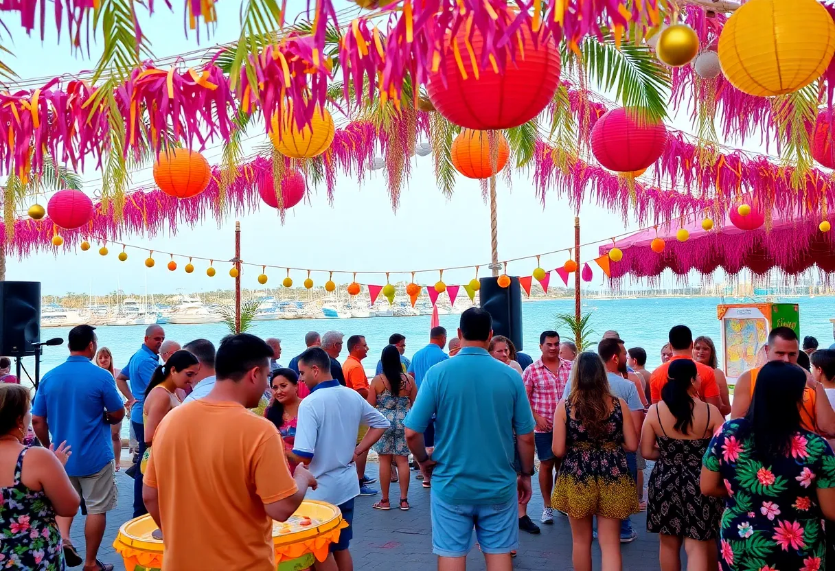 People enjoying the San Diego Parrot Head Club anniversary celebration with music and games