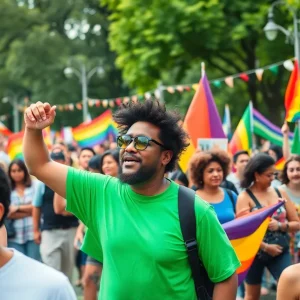 Crowd celebrating at the San Diego Pride Festival