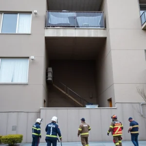 San Diego fire-rescue personnel responding to a trash chute incident