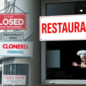 Signs of closed restaurants in San Diego