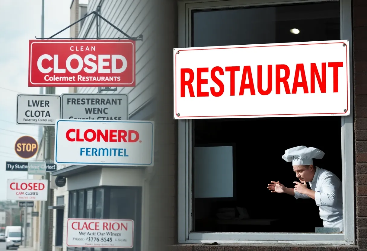 Signs of closed restaurants in San Diego