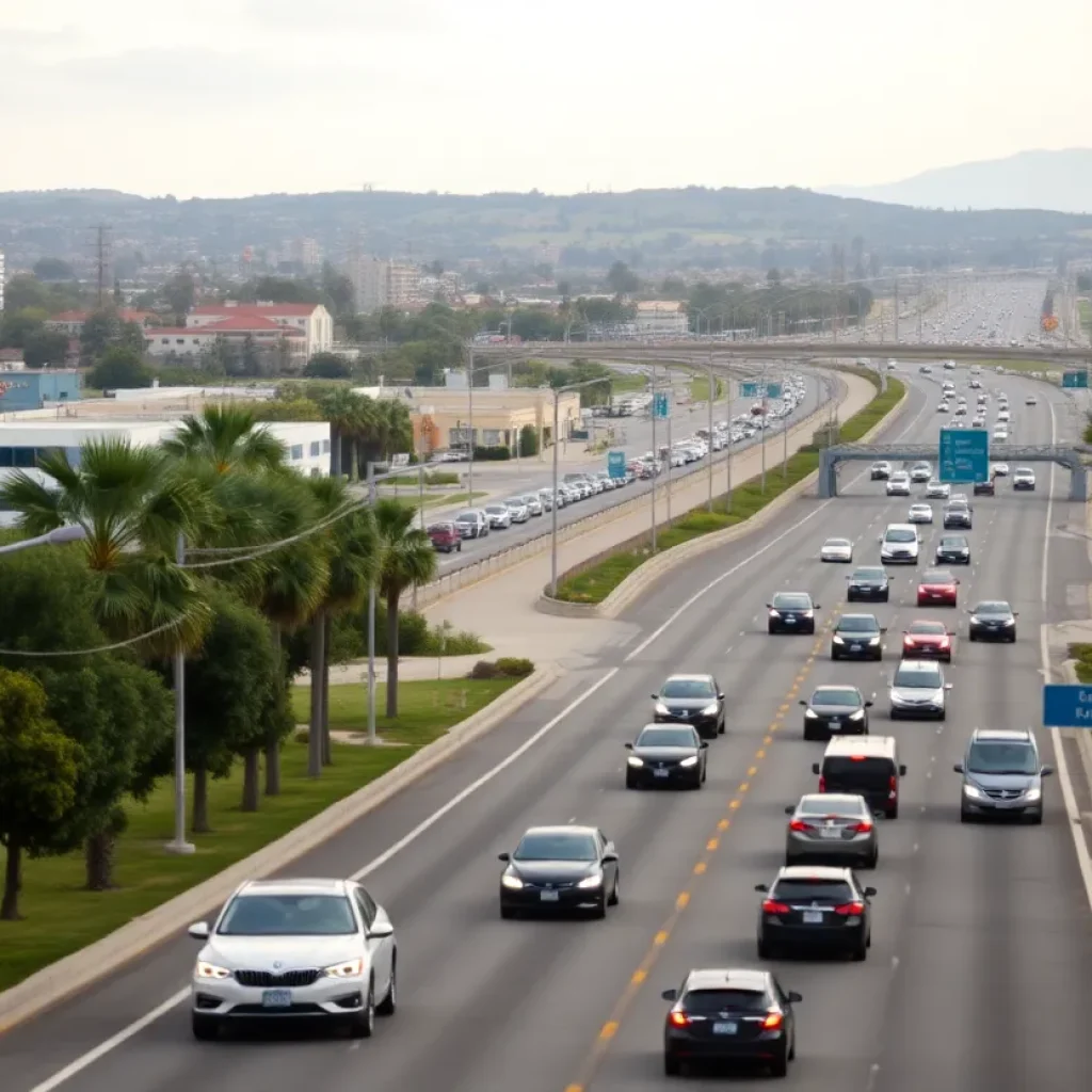 A busy road in San Diego highlighting traffic conditions.