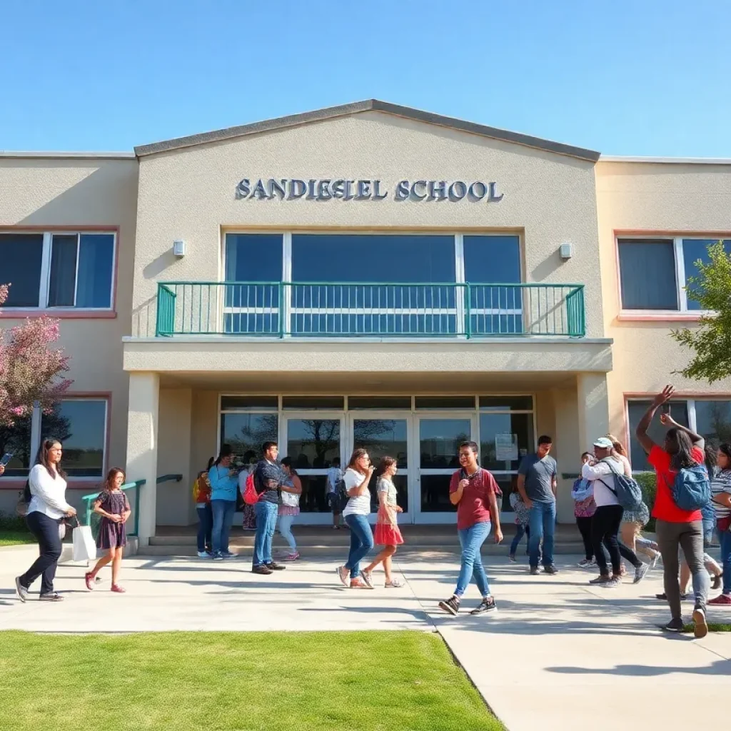 Students and teachers in a San Diego school engaged in learning activities.