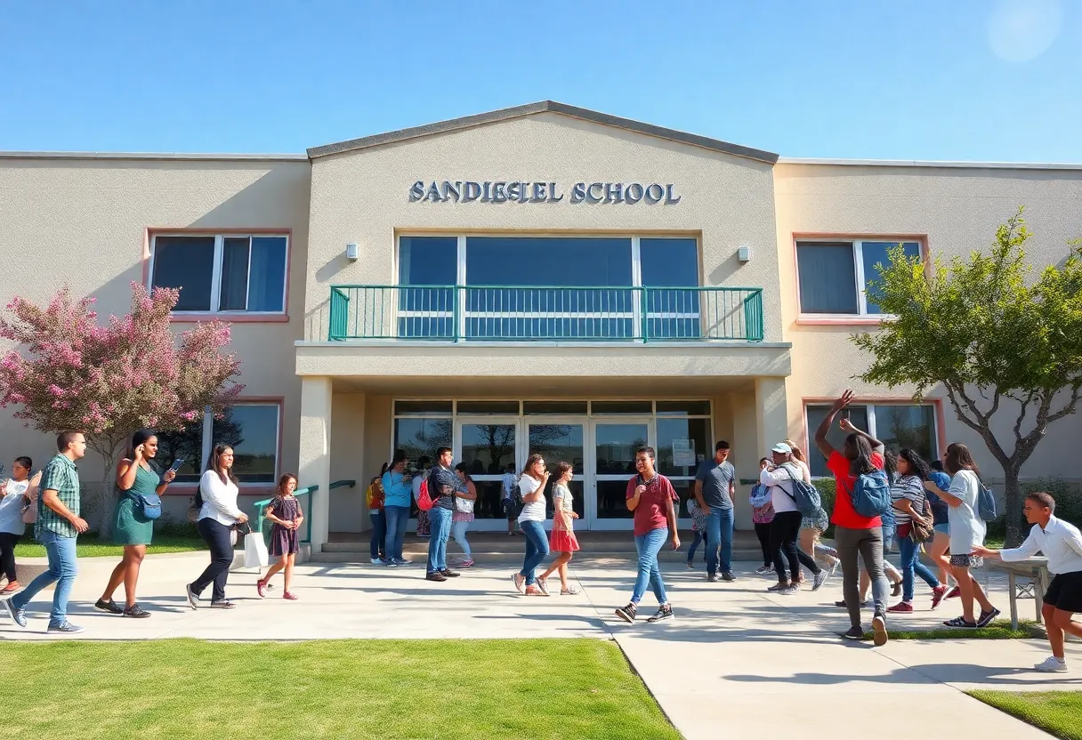 Students and teachers in a San Diego school engaged in learning activities.