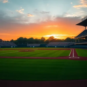 Sunset over San Diego State baseball field