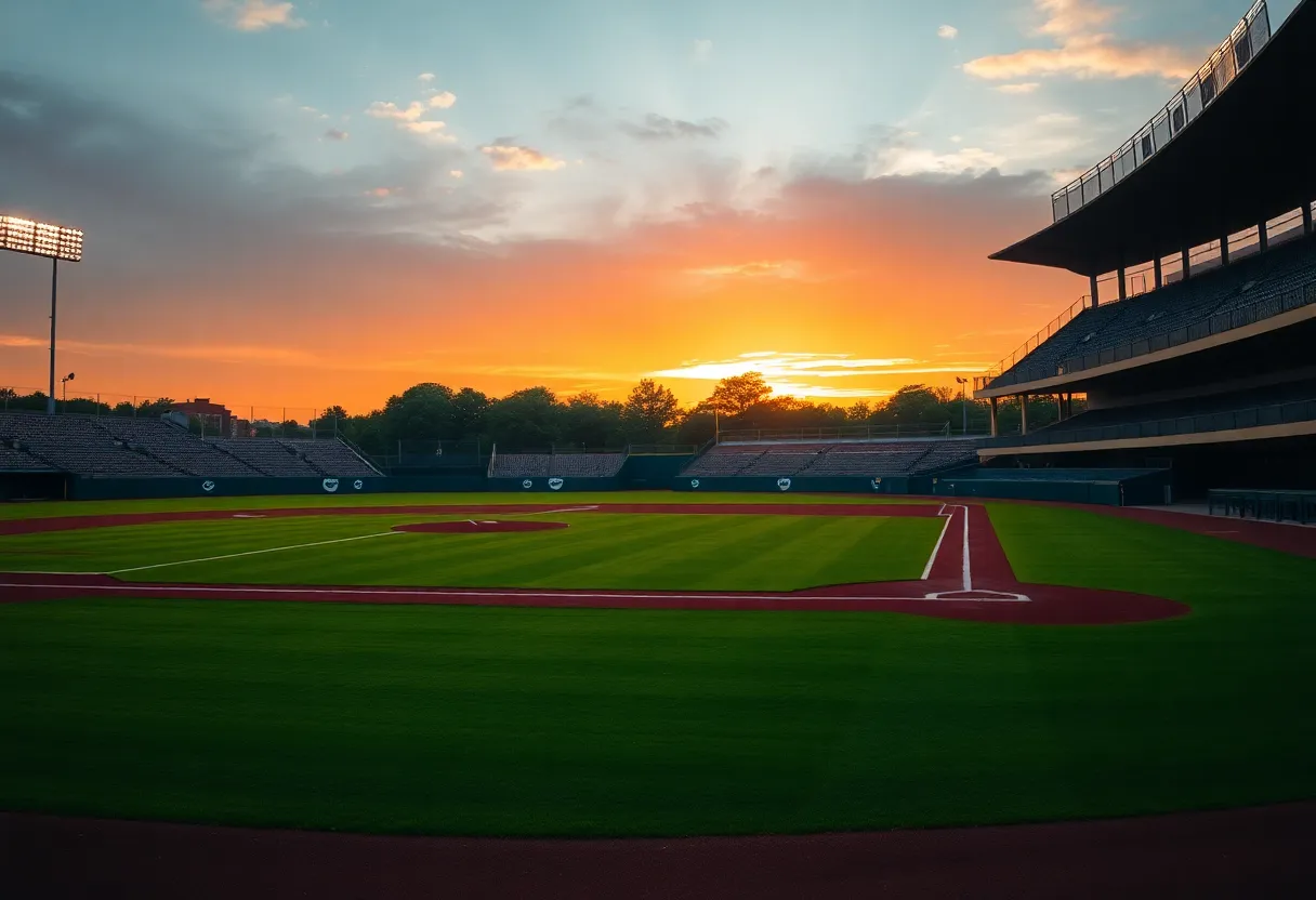 Sunset over San Diego State baseball field