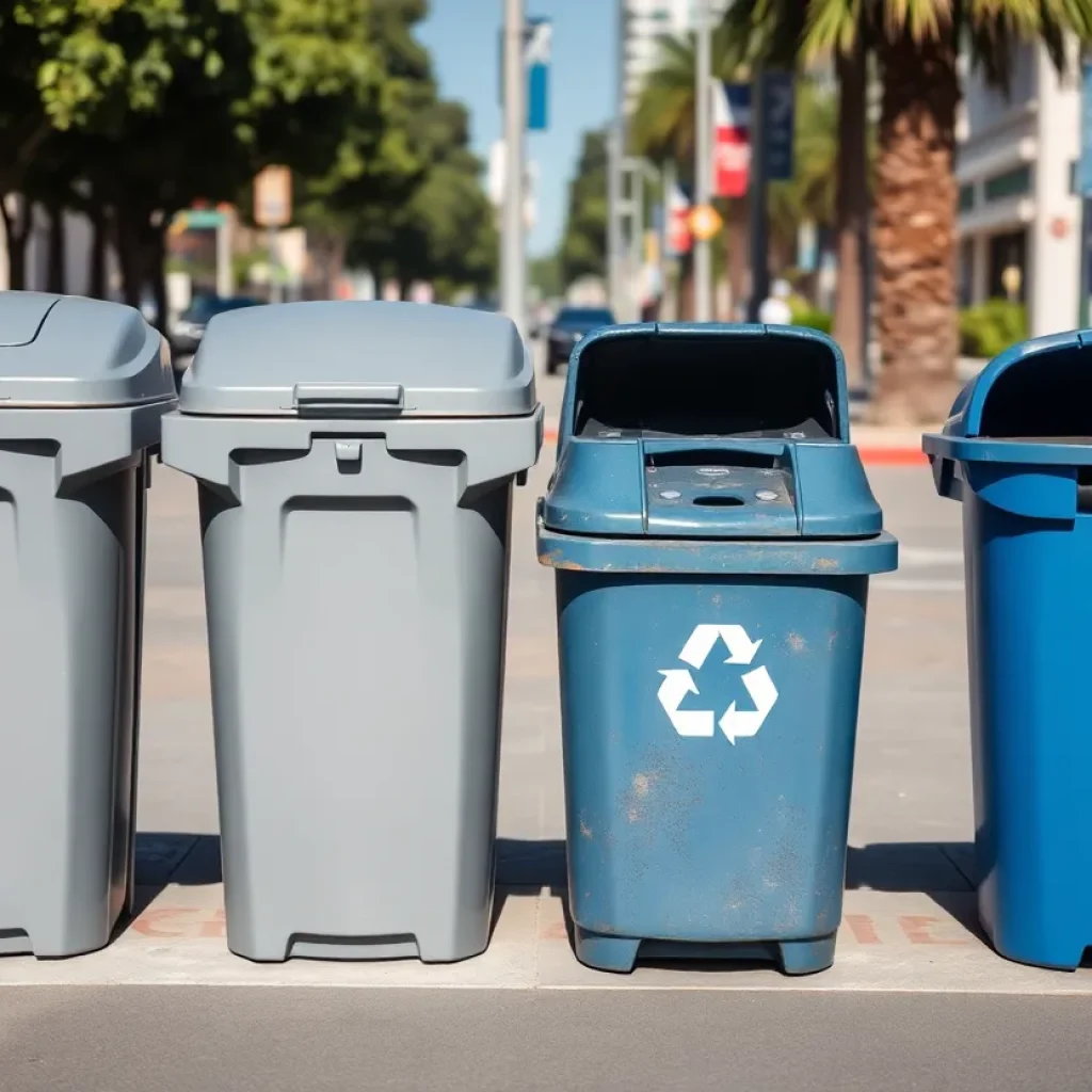 Visual of San Diego trash bins in various sizes