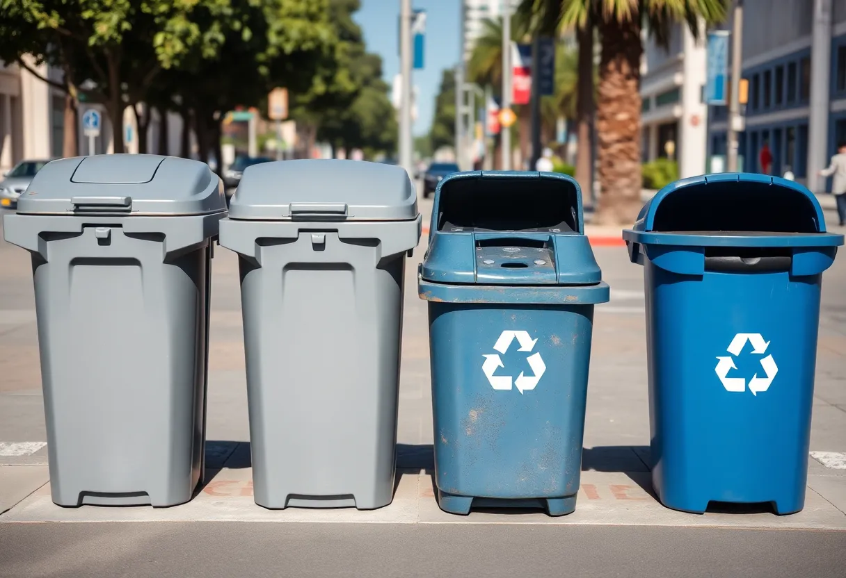 Visual of San Diego trash bins in various sizes